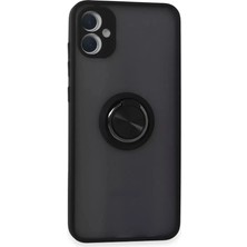 TeknoKapsül Galaxy A05 Kılıf Montreal Yüzüklü Silikon Kapak - Siyah