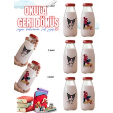 PremiumPort 6'lı Kırmızı Kapak Cam Şişe, 250ML, Partili ve Doğum Günü Temalı