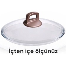 PremiumPort Şık Rose Gold Kulp ve 26 cm Cam Kapaklı Çok Amaçlı Tencere