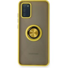 TeknoKapsül Galaxy A02S Kılıf Montreal Yüzüklü Silikon Kapak - Sarı