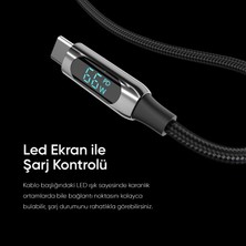 S-Link Armor Led Uc-066 66W 1 Metre Usb To Type-C Pd Örgülü Led Başlıklı Siyah Hızlı Şarj Kablosu