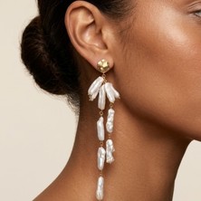 THEIA GemWorks Varch - Çubuk Inci Taşlı El Yapımı Uzun Küpe