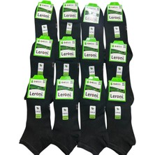 Leroni Plus Erkek Bambu Dikişsiz Patik Çorap 12’li Paket Siyah (40-44)