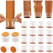 Nirnisa 20 Adet 2.5-3.2 cm Ayaklar Için Keçeli Silikon Masa Sandalye Ayak Pabucu Zemin Koruyucu Plastiği Keçesi