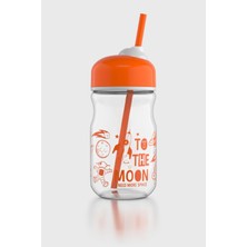Renga Bubble Kids To The Moon Desenli 370 ml Pipetli Cam Şişe 182027 Turuncu