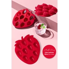 PremiumPort Çilek Şeklinde Silikon Buz Kalıbı, Pratik ve Şık Tasarım