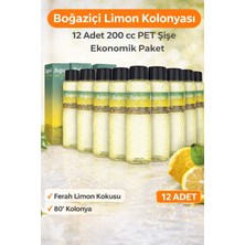 TeknoKapsül Boğaziçi Limon Kolonyası 200 cc Pet Şişe 12 Adet 80° Limon Kokulu Kolonya Ekonomik Çoklu Paket