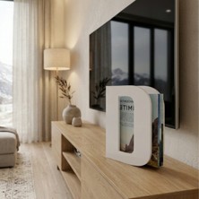 Sumua Store Dekoratif Dergilik Kitap Tutucu Mdf - Modern Masa Üstü Organizer Kitaplık Standı - Harfi Tasarım