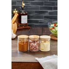 Cooker 3'lü 200 ml Bambu Kapaklı Borosilikat Cam Kavanoz CKR3897