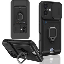 Ulu Pazarlama Apple Iphone 16 Kılıf Zuma Kartvizitli Yüzüklü Silikon - Siyah