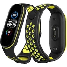 TeknoKapsül Mi Band 7 Spor Delikli Kordon - Siyah-Yeşil
