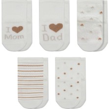 TeknoKapsül Mom Dad Kutulu Penye Soket Çorap 5li 10148 Ekru Kahve