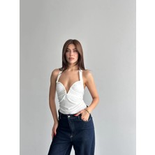 Shopping Shop Göğsü Oval Demir Bodysuit Beyaz
