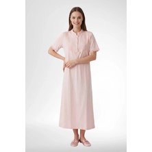 Mecit Pijama Mecit 6366 Somon Kadın %100 Pamuk Uzun Gecelik