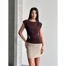 Shopping Shop Omzu Tokalı Beli Toka Bluz Kahve