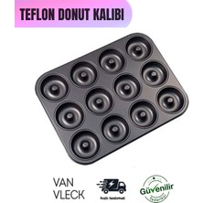 PremiumPort Pratik Teflon Donut Kalıbı, 12 Bölmeli, Dayanıklı ve Yapışmaz Pişirme Kalıbı