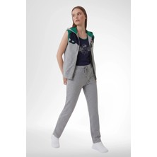 Mecit Pijama Mecit 6367 3'lü Kapüşonlu Yelekli Spor Eşofman Takımı - Gri