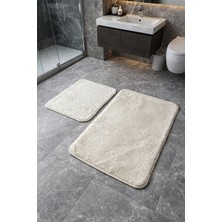 Halımax Yıkanabilir 2’li Banyo Paspas Seti Ultra Yumuşak Peluş 40X60 60X90 Ikili Banyo Halısı