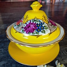 Manushum El Boyaması Porselen Gülbahar Çukur Sahan-Canlı Sarı