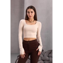 Shopping Shop Kare Yaka Parmak Geçmeli Bluz Tas