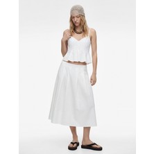 Koton Pamuklu Ip Askılı V Yaka Volanlı Crop Bluz