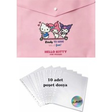 Glanart A4 Boy Çıt Çıt  Ödev Dosyası +10\' Lu Poşet Dosya  Kitty Pembe