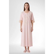 Mecit Pijama Mecit 6365 Somon Kadın %100 Pamuk Uzun Gecelik