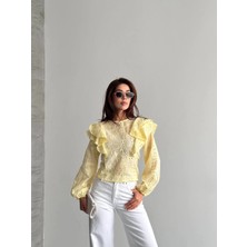 Shopping Shop Kolu Volanlı Fisto Bluz Sarı