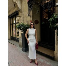 Shopping Shop Yırtmaçlı Sandy Elbise Beyaz