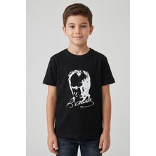 Kinderos Unisex Çocuk Bisiklet Yaka Atatürk Baskılı Kısa Kollu Tişört - 26Y 1881