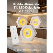 Gunkes WN-3005 Kumandalı LED Gece Lambası Seti (3’lü) Dolap Içi Kablosuz Kolay Kurulum Enerji Tasarruflu Işık