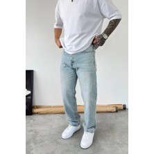 HAFKA Eskitme Buz Mavi Soft Degrade Baggy Pantolon