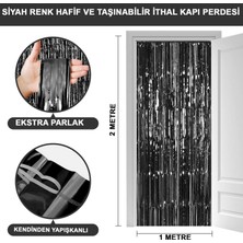 Die Grup  Siyah Renk Ekstra Metalize Parlak Saçaklı Arka Fon Perde Ithal A Kalite 1x2 Metre