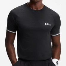 Boss Erkek Kısa Kol Bisiklet Yaka Kısa Boy Pamuklu Siyah T-Shirt 50559207-001