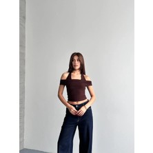 Shopping Shop Içi Kendinden Atlet Madonna Bluz Kahve