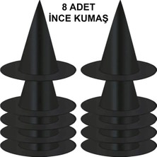 Die Grup  8 Adet Siyah Cadı Şapkası – Yetişkin &amp; Çocuk Kostüm Aksesuarı