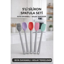 PremiumPort Renkli 5'li Silikon Spatula Seti, Mini Şefler Için Plastik Saplı Alternatif
