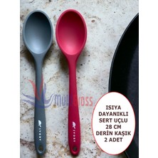 PremiumPort Ivory Sert Uçlu Isıya Dayanıklı Yanmaz Silikon Kaşık Seti 28 cm 2'li