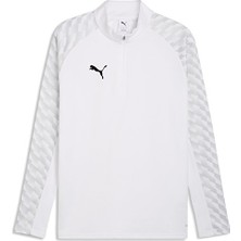 Puma TEAMLIGA26 Training 1/4 Zip Erkek Futbol Antrenman Uzun Kollu Tişört 65972404 Beyaz
