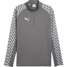Puma TEAMLIGA26 Training 1/4 Zip Erkek Futbol Antrenman Uzun Kollu Tişört 65972413 Gri