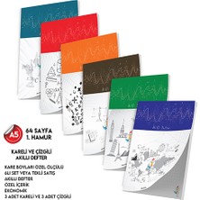 İnformal Yayınları Çizgili ve Kareli Not defteri 64 Sayfa Akıllı Defter Seti 6lı A5 Tam Beyaz