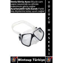 Wintoup #gözlük Konforlu Sızdırmaz Buğu Önleyici Temperli Cam Ayarlanabilir Deniz Dalış Yüzücü Maskesi Siyah