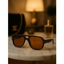 Pileli Store Tomy Unisex Kahverengi Çerçeveli Erkek Güneş Gözlüğü – UV400 Korumalı, Retro Stil