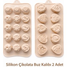 Evolis Kitchen 2 Adet Isıya Dayanıklı Yanmaz Yapışmaz Çikolata ve Buz Kalıbı (20X10) Krem