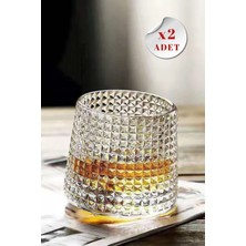 PremiumPort Döner Cam Bardağı 2'li Set, 160ML, Şık ve Eğlenceli Tasarım