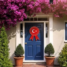 Hediye Sandalı Milli Bayramlar Süslemesi -Karton Çelenk- Türk Bayrağı 48 cm x 30 cm Kapı Süsü
