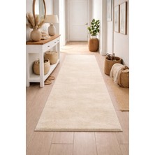Halımax Krem Puffy Halı Modern Yumuşak Dokulu Kilim Koridor Antre Halısı Post Peluş Yolluk