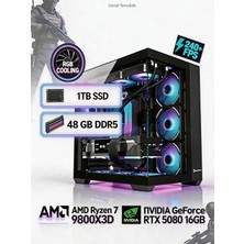 Tekden Bilgisayar Amd Ryzen 7 9800X3D | 48 GB Ddr5 | Rtx 5080 16 GB | 1 Tb SSD Gamıng Pc