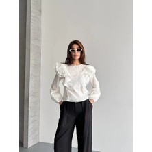 Shopping Shop Kolu Volanlı Fisto Bluz BEYAZ