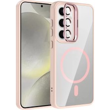 TeknoKapsül Galaxy S25 Remim Lensli Magsafe Standlı Kapak - Pembe
